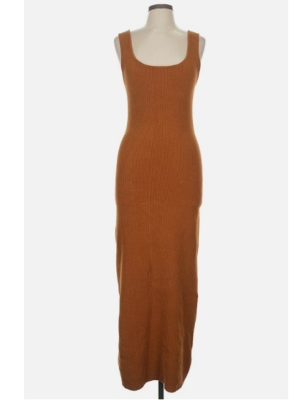 Camila Coelho ribbed sweater tank maxi dress XS Brown Tan Camel
